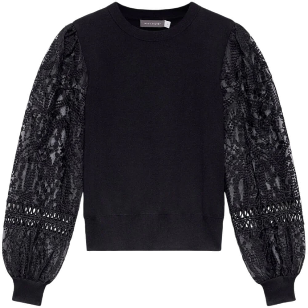 Mint Velvet Black Embroidered Sleeve Jumper